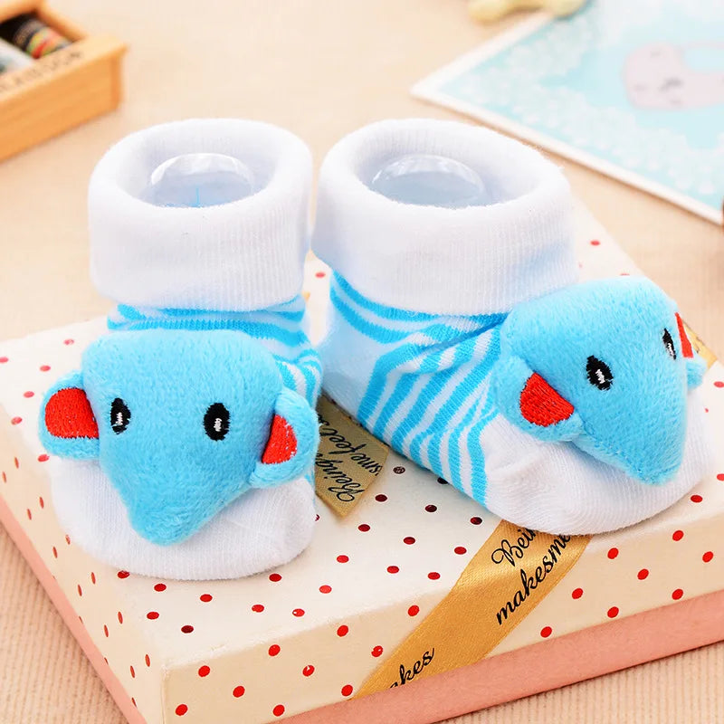 Chaussettes pour bébé, chaussons jouets, accessoires pour nouveau-nés, en caoutchouc antidérapant, motif animal, vêtements pour bébés et enfants.