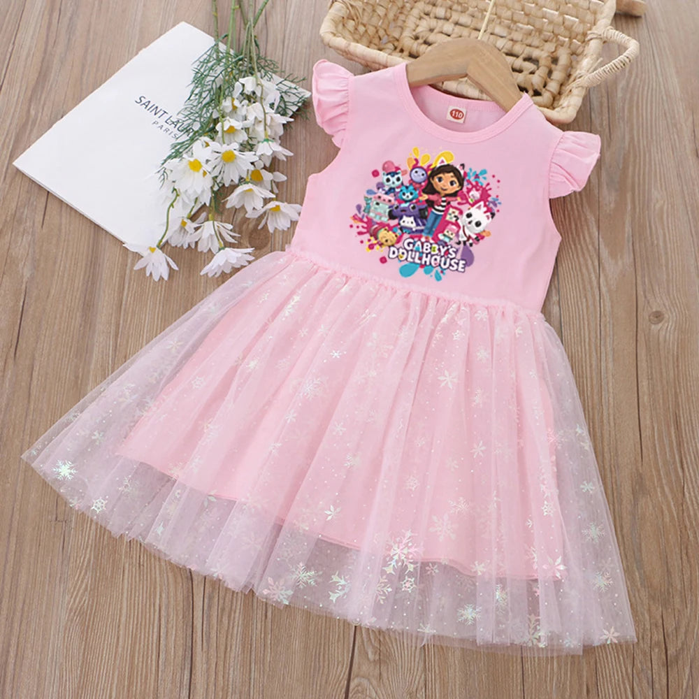 Robe d'été pour filles, nouveauté, vêtements pour enfants, manches courtes, confortable et respirante, robe de princesse mignonne pour enfants, fête d'anniversaire de bébé.