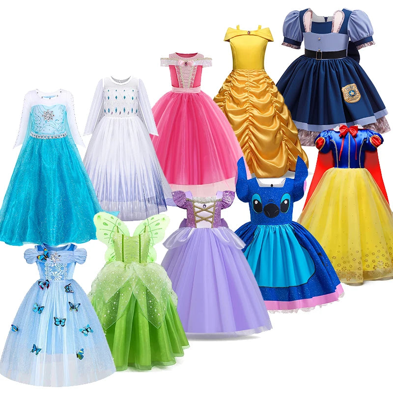 Girl Elsa Anna Dress Princess Costume Cinderella Dress Baby Halloween Ariel Carnival Clothes Kids Cosplay Clothes Party Clothing