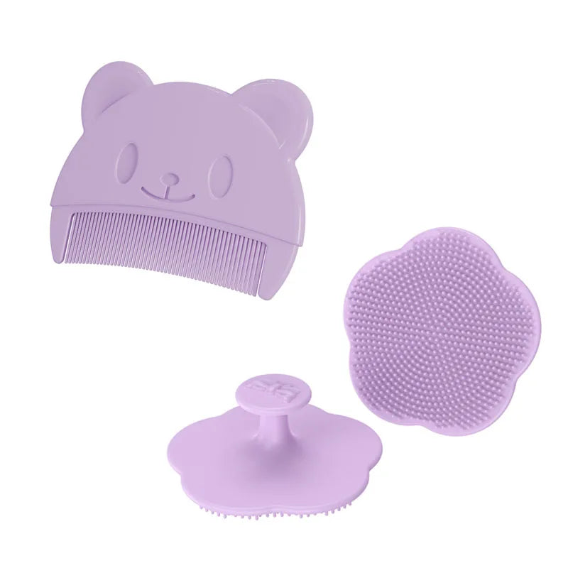 Lot de 2 accessoires de soins pour bébé : peigne de tête fœtal, peigne doux pour le bain et le nettoyage des nouveau-nés, masseur de tête pour bébé.