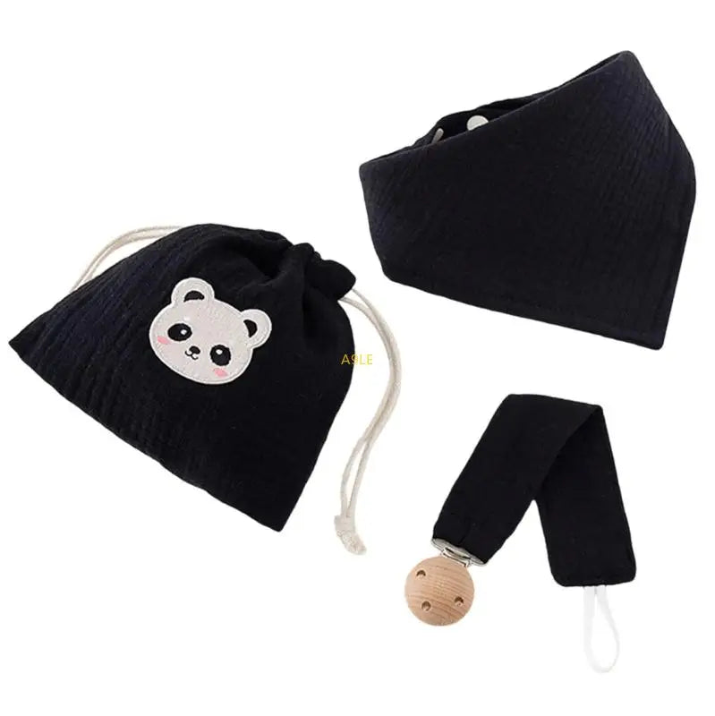 Bavoir pour bébé, attache-tétine en tissu absorbant la salive, sac de rangement inclus, accessoires d'alimentation.