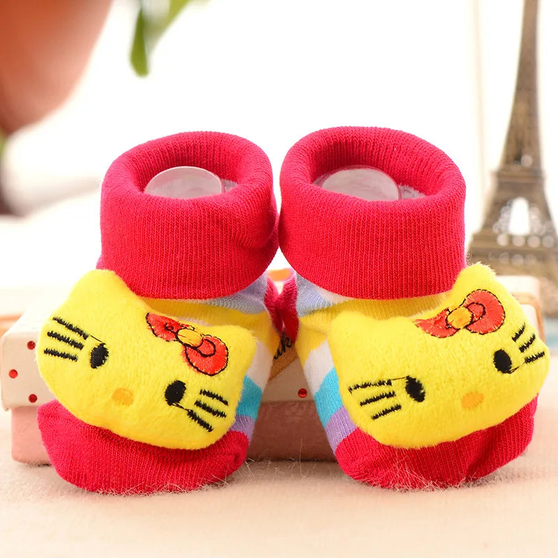 Chaussettes pour bébé, chaussons jouets, accessoires pour nouveau-nés, en caoutchouc antidérapant, motif animal, vêtements pour bébés et enfants.