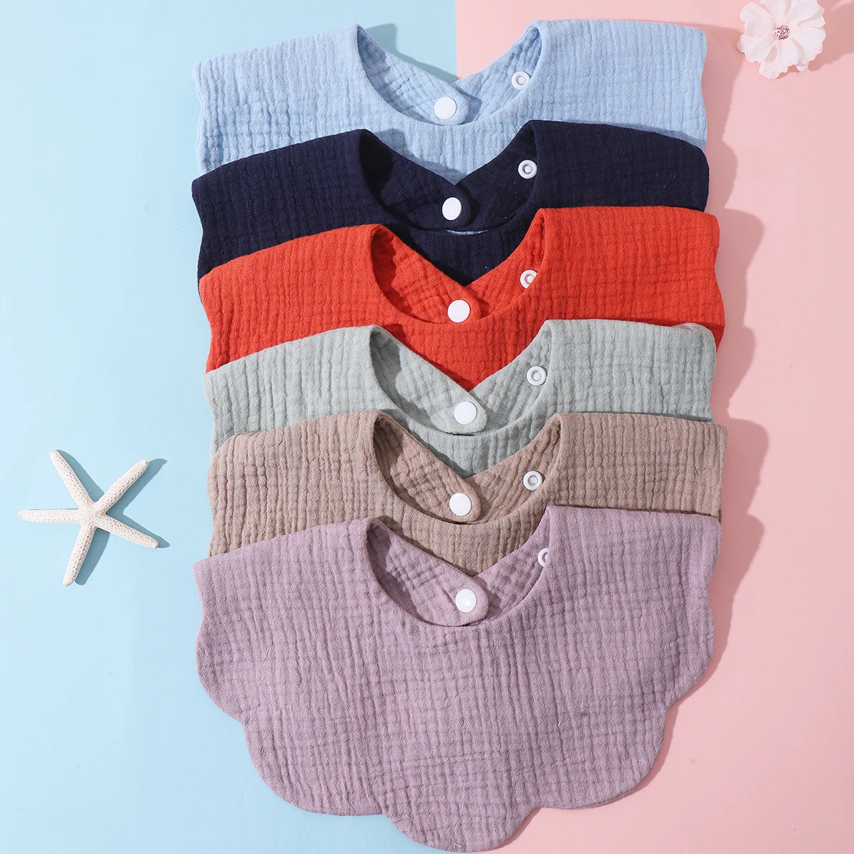 Lot de 3 bavoirs pour bébé (couleur unie, à volants) - Accessoires pour bébé.