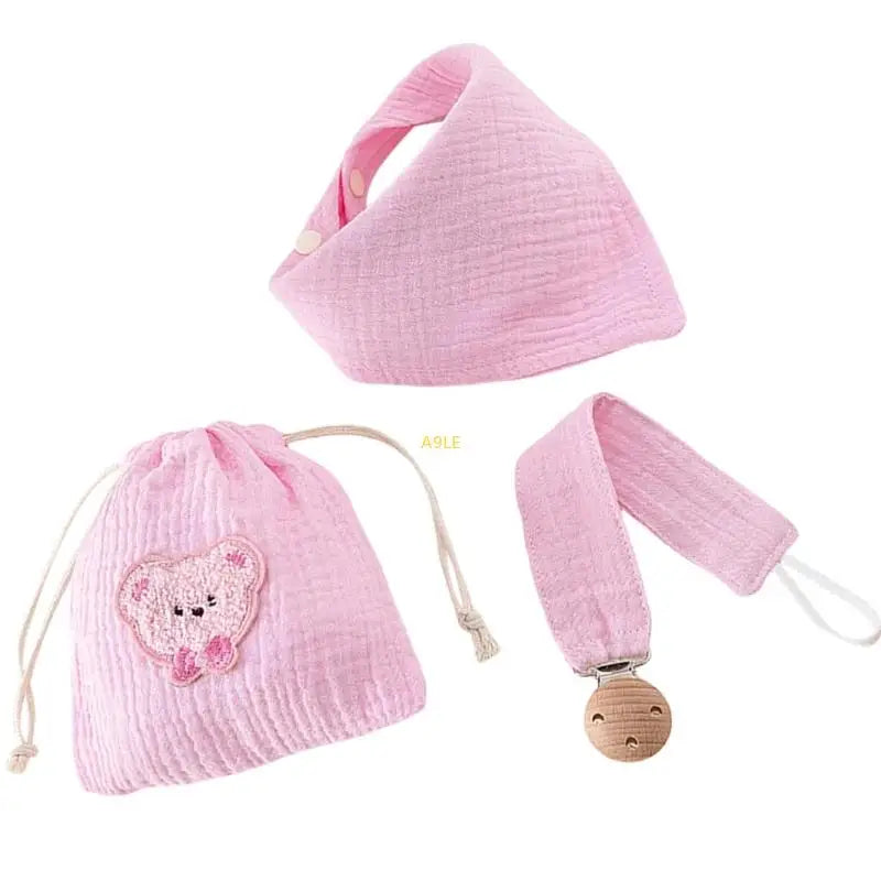 Bavoir pour bébé, attache-tétine en tissu absorbant la salive, sac de rangement inclus, accessoires d'alimentation.