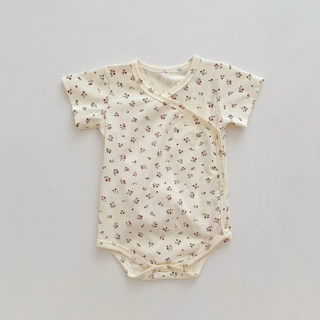 Newborn Girls Boys Baby Romper Fruit Flower Print Short-sleeved Cotton Soft Jumpsuit Infant Clothes