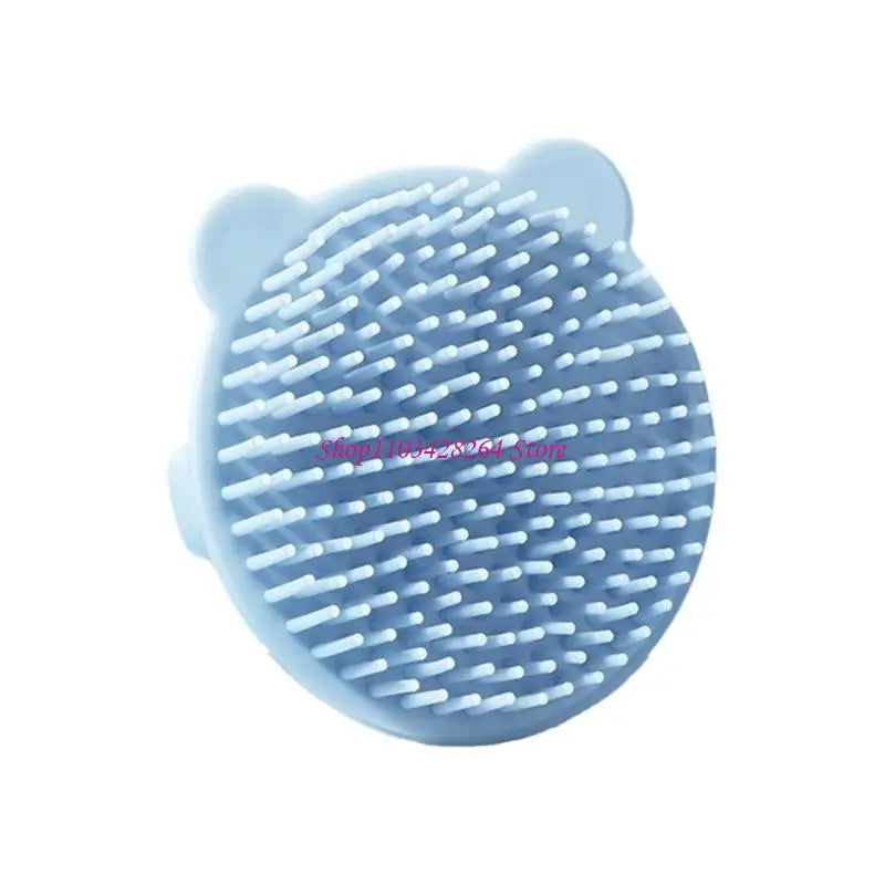 Brosse à shampoing pour bébé à embout rond, en silicone doux, nettoyant pour le cuir chevelu, brosse à cheveux motif animaux amusants, accessoire de bain pour nourrisson.