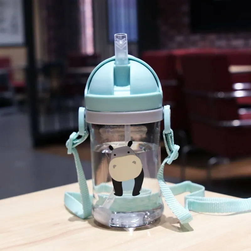 Gobelet/biberon pour enfants de 350 ml avec paille et bille de gravité, grand diamètre.