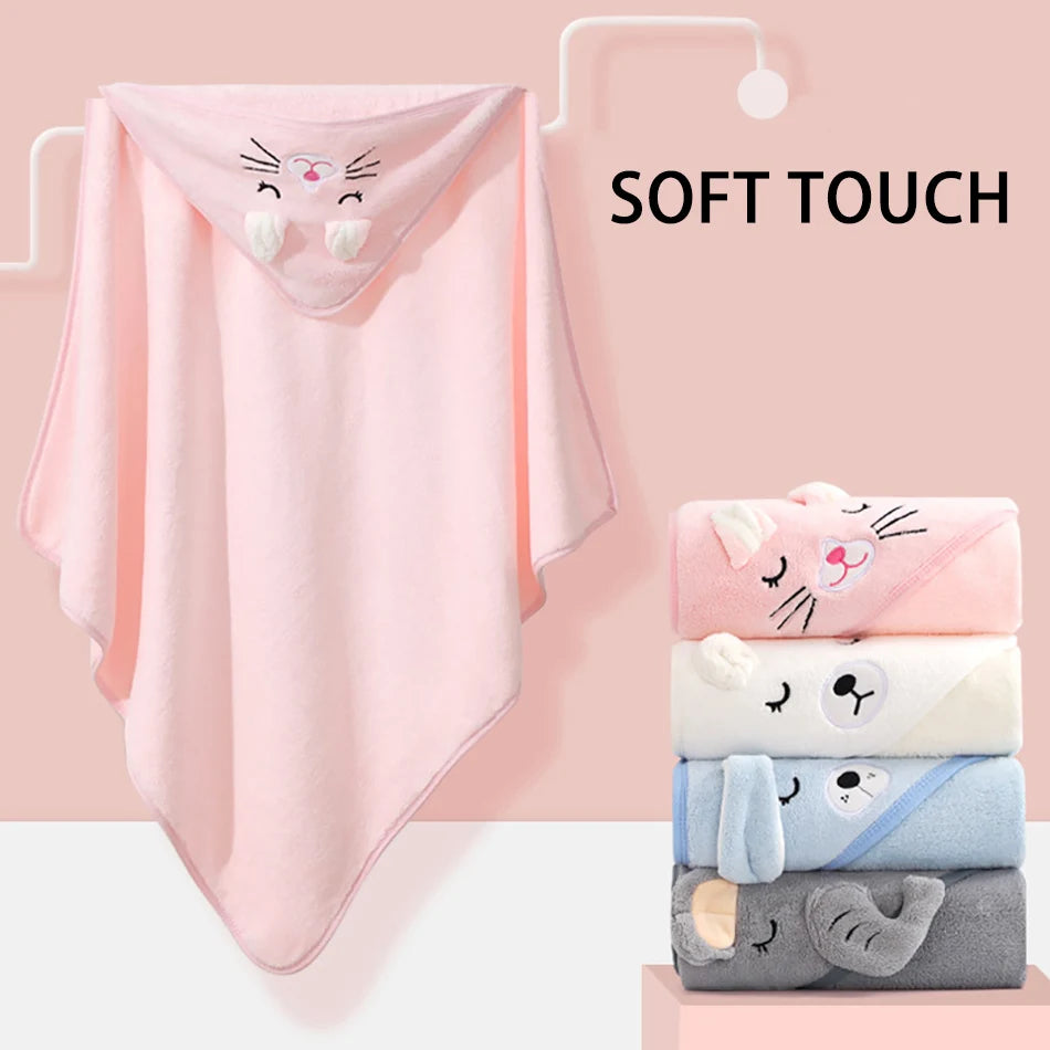 Couverture bébé garçon fille motif dinosaures et animaux, couverture froide à capuche, kit d'accessoires pour berceau, lange pour bébé enfant, serviette de bain en velours à séchage rapide