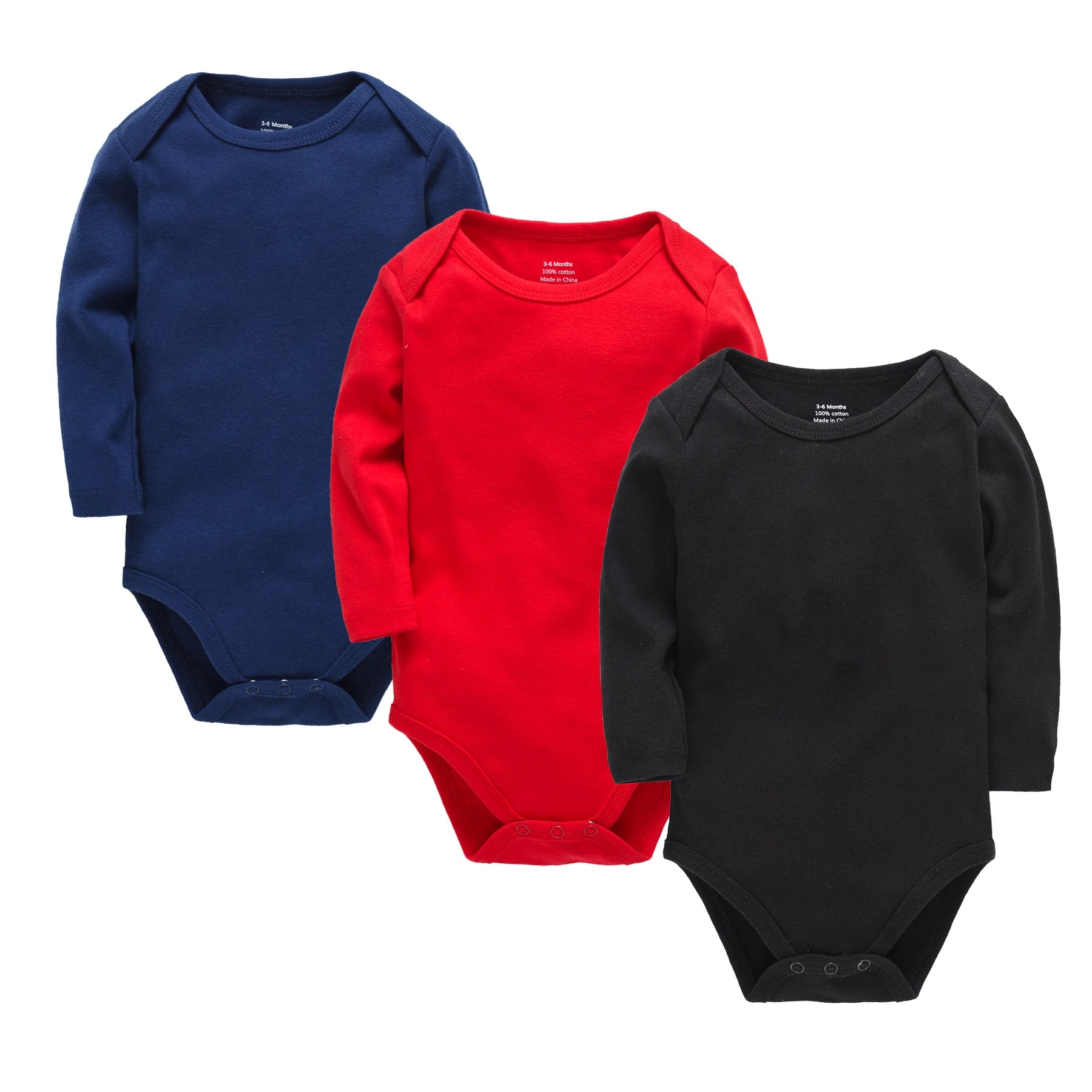 Honeyzone 3PCS/Sets Red Unisex Baby Bodysuit Loungewear Soft Long Sleeve Cotton One-Piece Jumpsuit Newborns Baby Clothing Babies