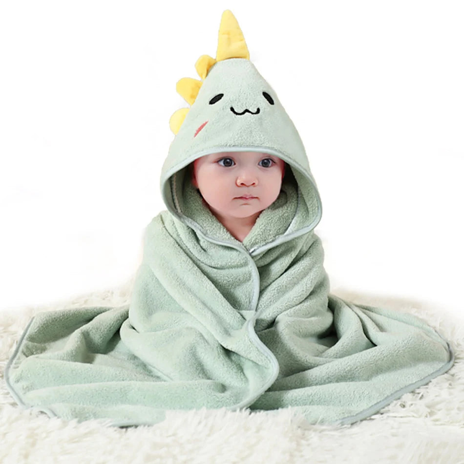 Couverture bébé garçon fille motif dinosaures et animaux, couverture froide à capuche, kit d'accessoires pour berceau, lange pour bébé enfant, serviette de bain en velours à séchage rapide