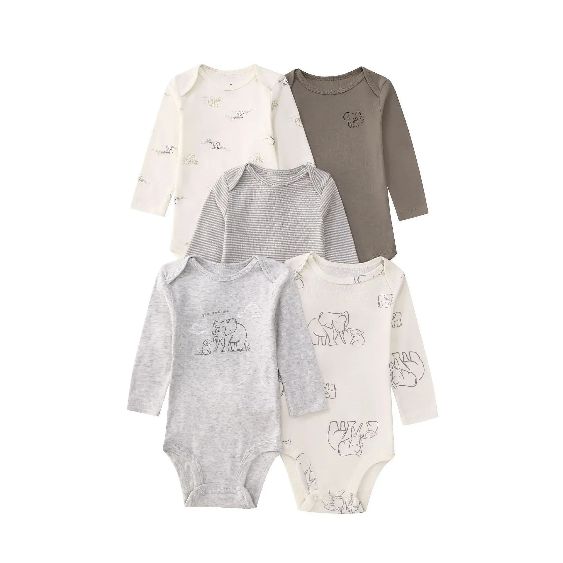 Newborn Baby Bodysuit Cotton 5PCS Cartoon Stripe Unisex Baby Girl Clothes Set Pajamas O-Neck Baby Boy Clothes Short Sleeve