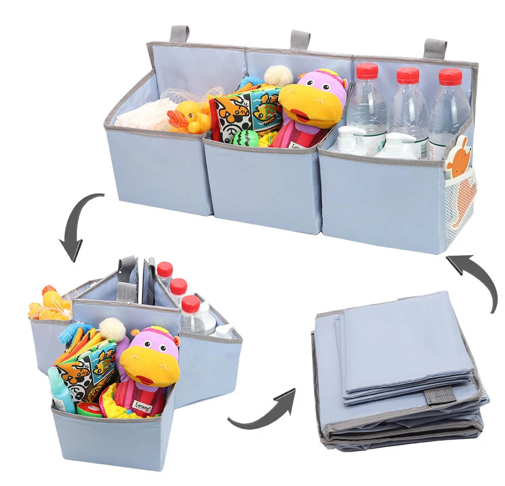 Grand sac de rangement suspendu pour jouets et couches, idéal pour le berceau, le lit bébé et autres accessoires de puériculture.