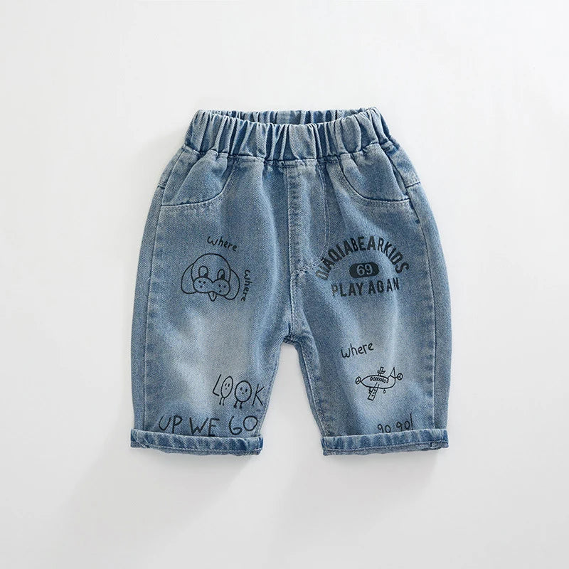 IENENS Short en jean décontracté pour bébé garçon et fille, vêtements d'été pour enfants, shorts courts, vêtements pour garçons de 2 à 8 ans, shorts en jean amples pour garçon.