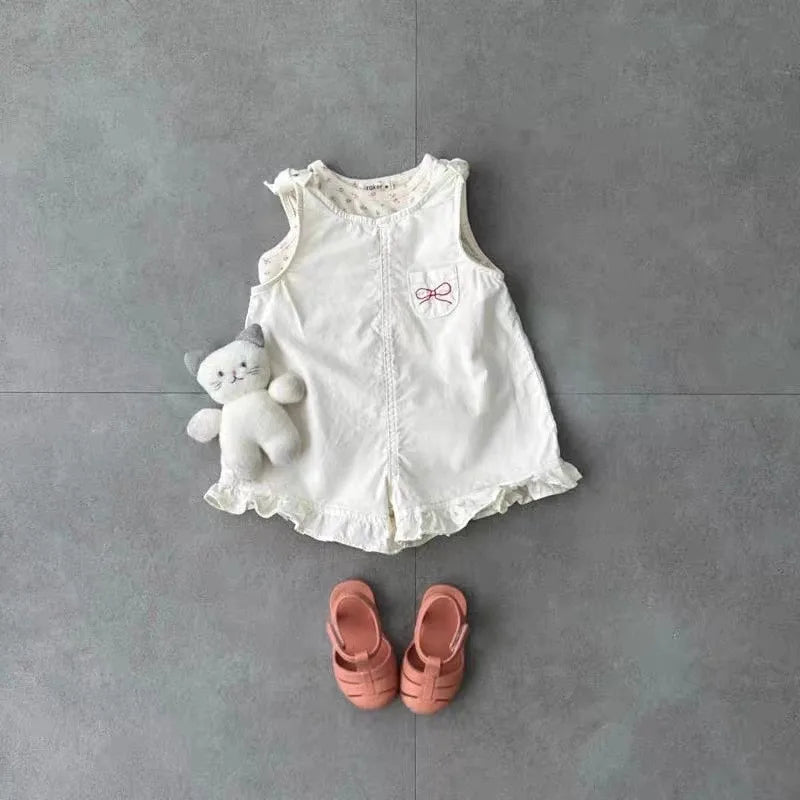 Combinaison d'été HY2831 pour petites filles, avec bavoir et short, vêtements pour bébés et petites filles. Ensemble une pièce pour bébés filles.