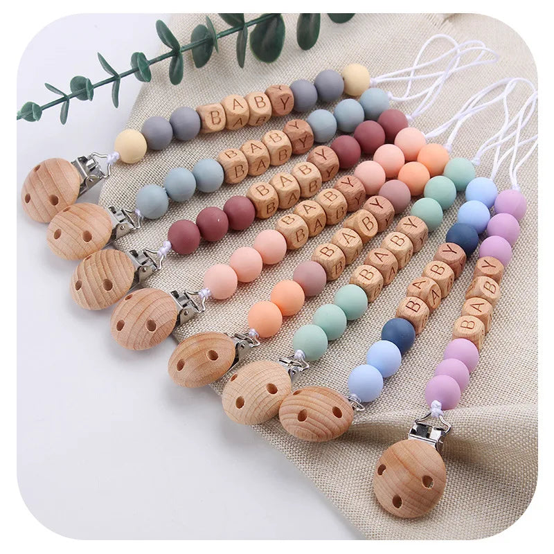 Attaches-tétines personnalisées avec prénom, anneaux de dentition, jouets, attaches-tétines, chaînes, accessoires pour bébés, cadeaux de naissance, personnalisables.