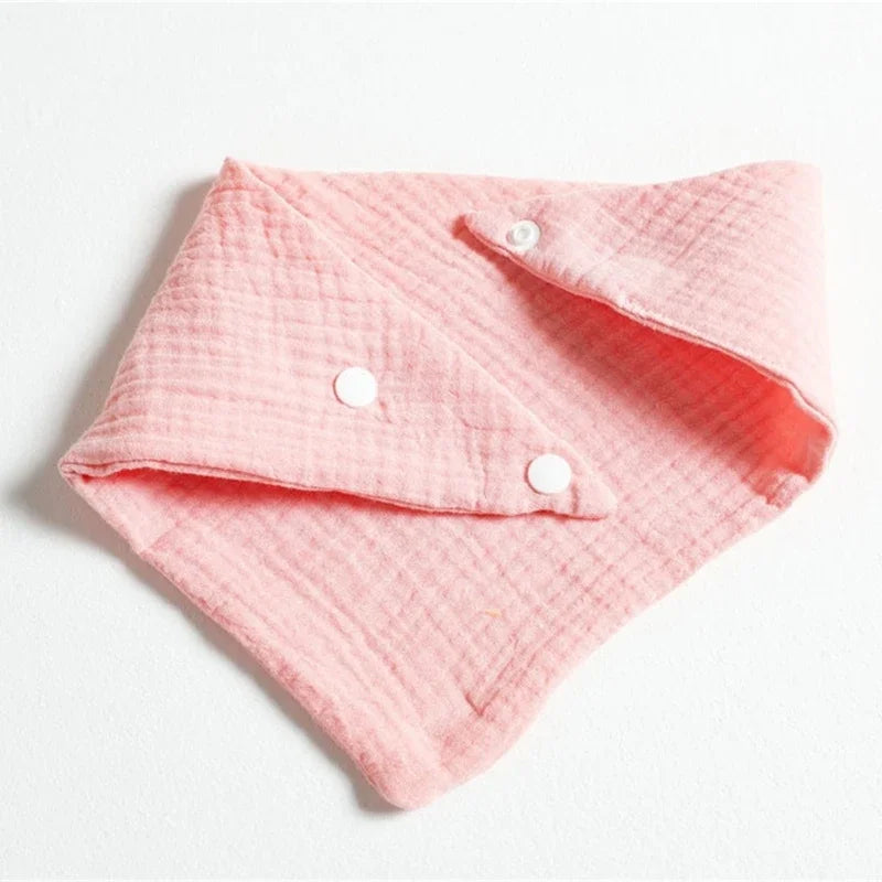 Lot de 5 bavoirs en coton pour nouveau-né, couleur unie, avec bouton, en tissu doux.