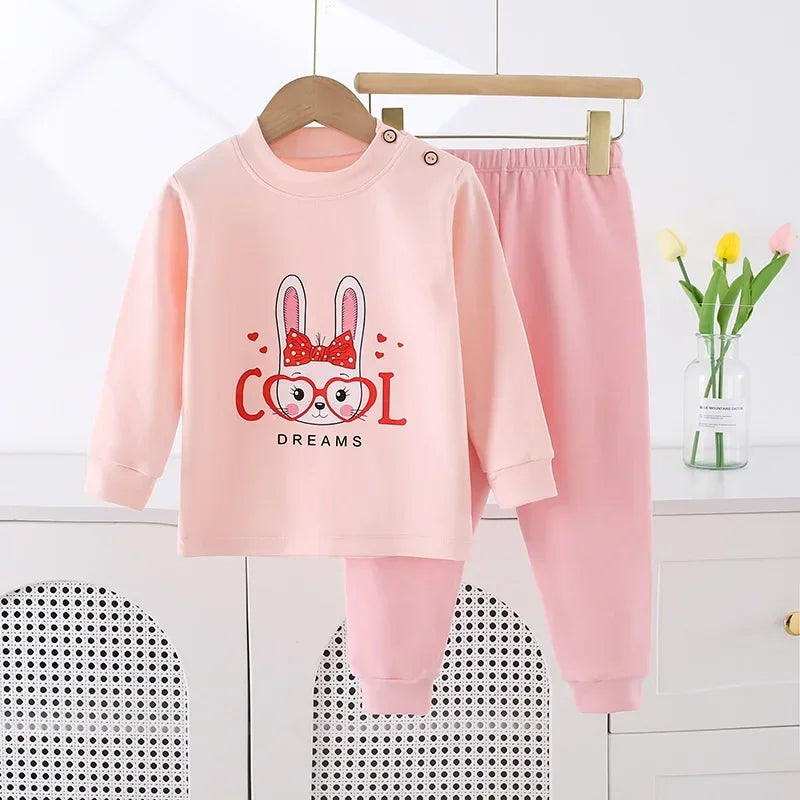 New 2024 Kids Boys Girls Pure Cotton Pajamas Cute Cartoon Panda Long Sleeve Pyjamas Toddler Baby Autumn Sleepwear Clothing Sets