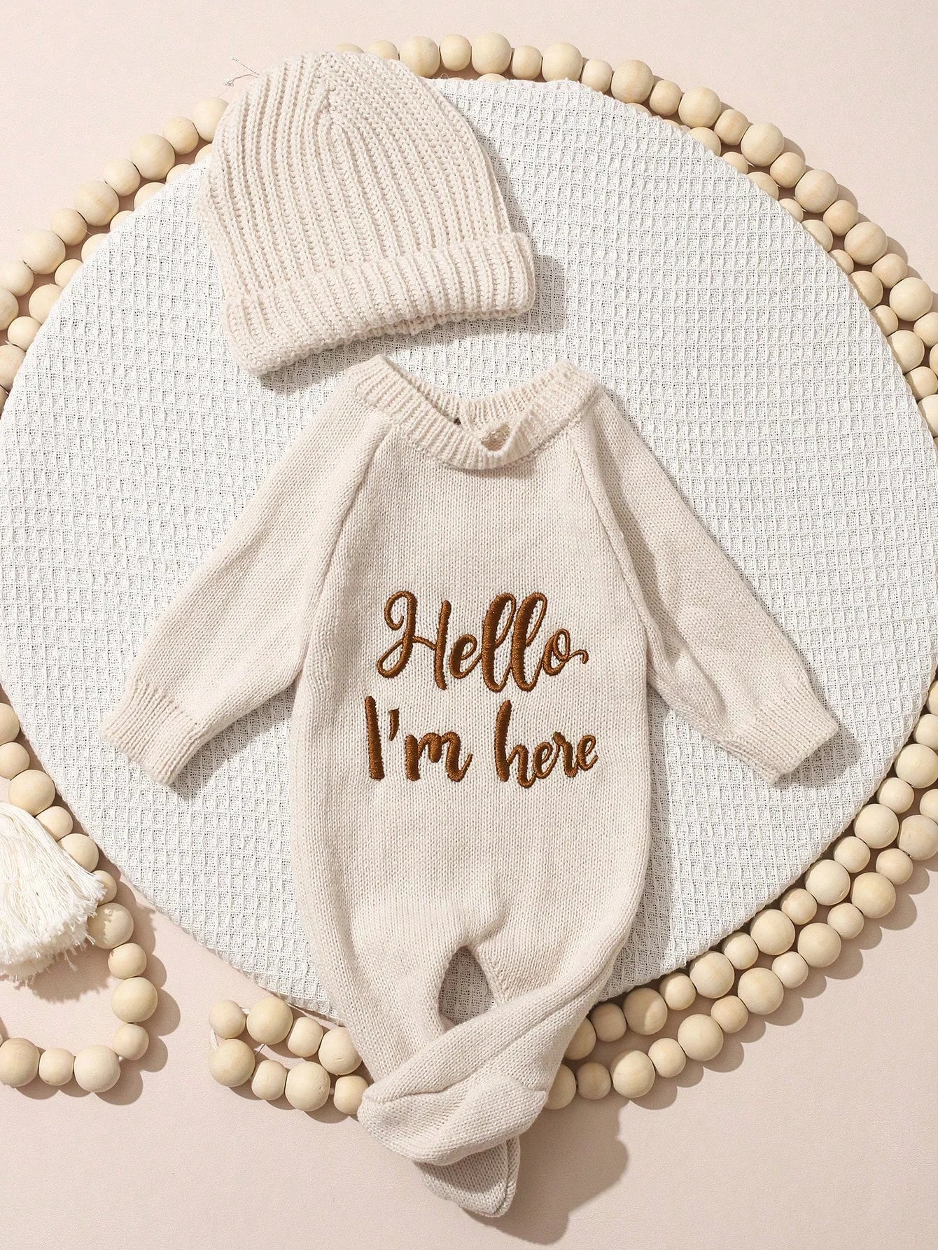 Ylsteed "Hello" Embroidery Newborn Photography Props Infant Romper Jumpsuit With Bow Hat Baby Coming Home Outfit Baby Photo-HD