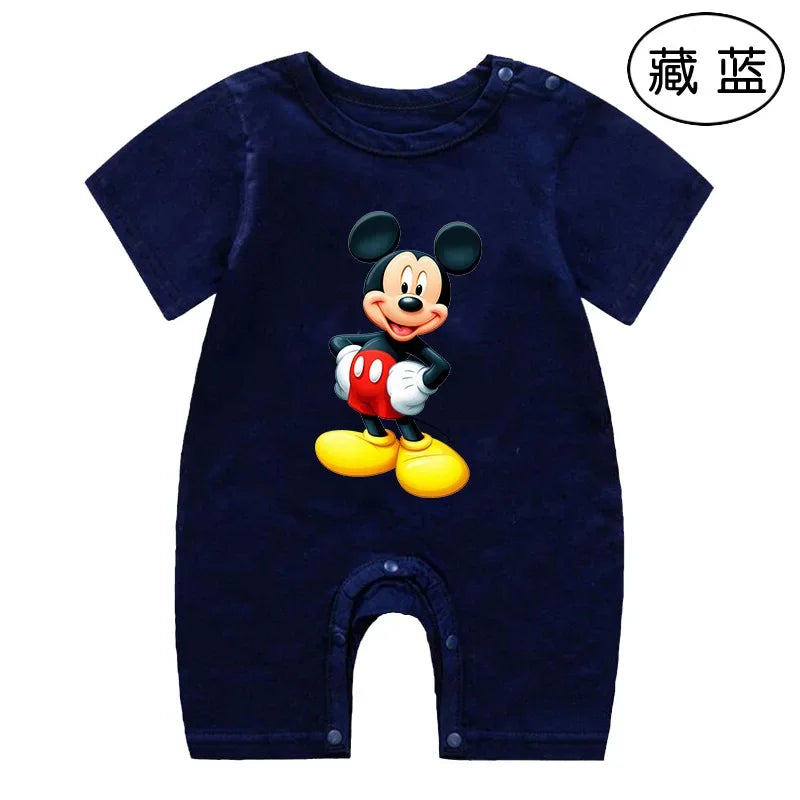 Summer Newborn Baby Romper Cartoon Mickey Minnie Mouse Print Boy Girl Jumpsuit Roupas Bebe Infant Clothes Toddler Pajamas Outfit