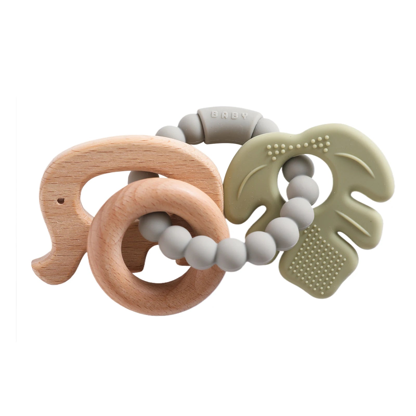 Anneau de dentition en silicone alimentaire (1 pièce), jouet pour bébé de 0 à 12 mois, anneau de dentition sensoriel pour tout-petits, bracelet de dentition planète en silicone. Accessoires inclus.