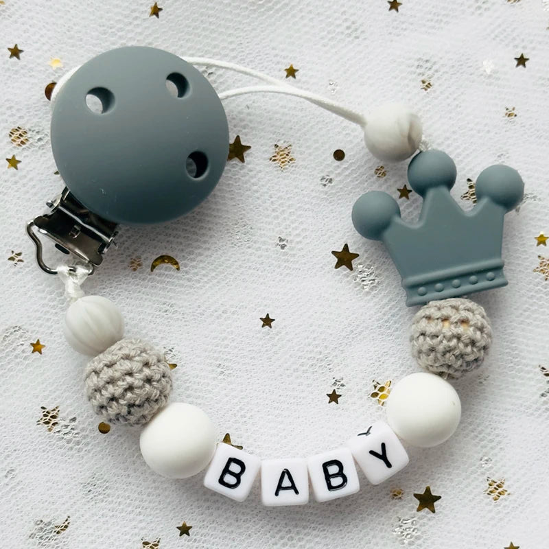 Attaches-tétines personnalisées gratuites avec prénom, jouets de dentition, attaches-tétines, chaînes, accessoires pour bébé, cadeau de naissance.