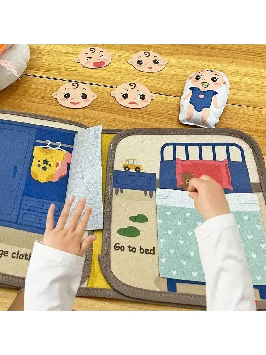 Livre d'activités Montessori pour bébé, livre en tissu pour bébé, jouet d'apprentissage, 1 ensemble de livre en tissu pour bébé, résistant aux déchirures, jouet éducatif, 6.