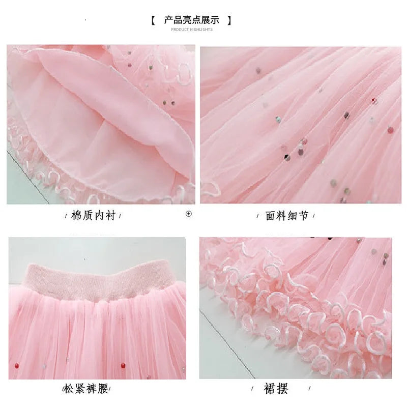 Jupe tutu duveteuse pour bébé fille, jupe en tulle et maille pour danse classique de princesse, jupe gâteau pour enfants, vêtements mignons pour filles, jupon.