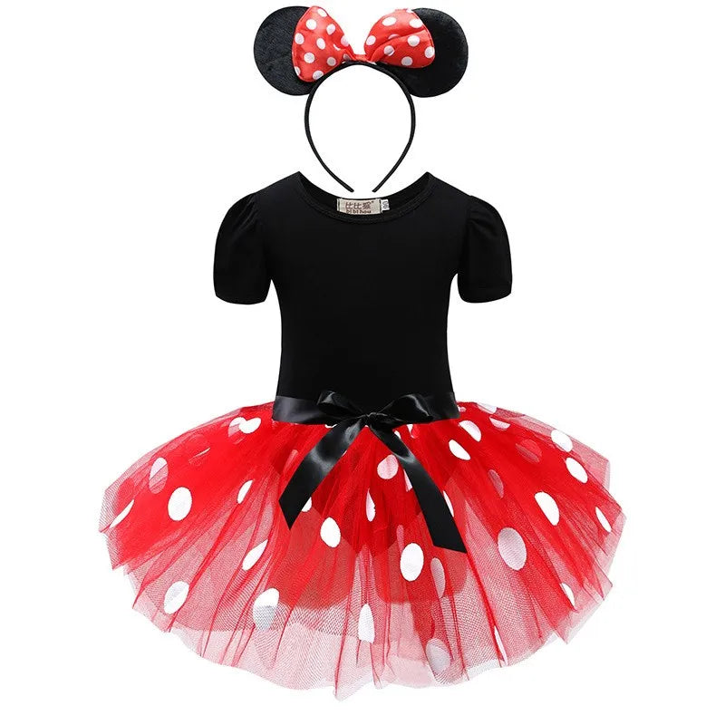 Robe tutu de ballet pour bébé fille, robe d'été à pois et nœuds, bandeau, déguisement de souris pour enfants, vêtements pour Noël et anniversaires.