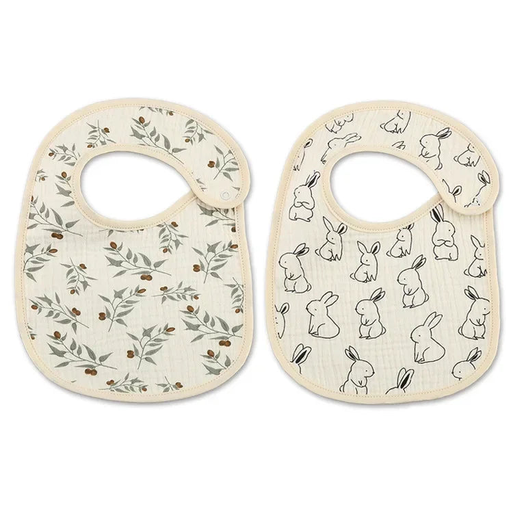 Lot de 2 bavoirs en coton pour bébé, en mousseline douce, pour nouveau-né, idéal pour l'allaitement et les bébés (garçons et filles). Accessoires pour bébé.