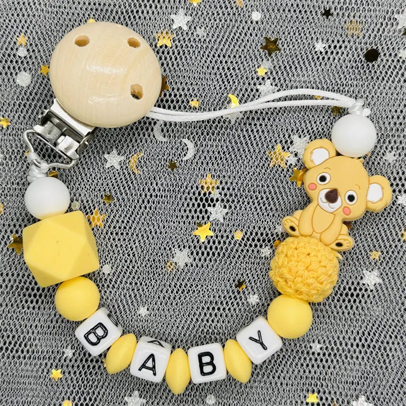 Attaches-tétines personnalisées gratuites avec prénom, jouets de dentition, attaches-tétines, chaînes, accessoires pour bébé, cadeau de naissance.