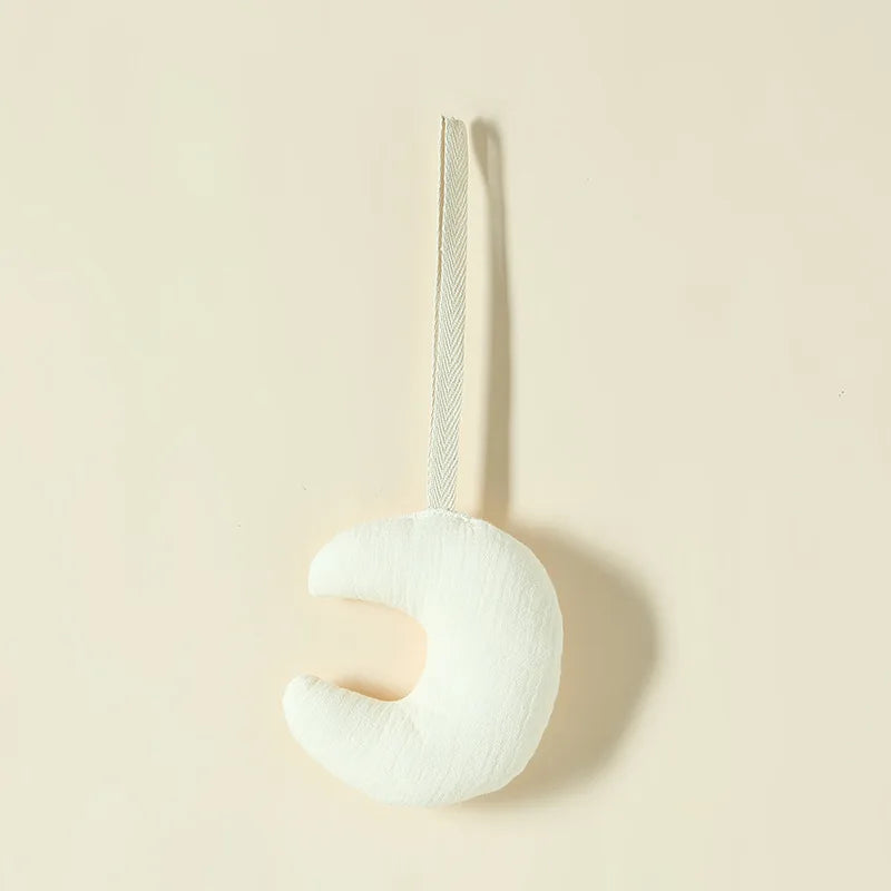 100% Cotton Gauze Baby Stroller Rattle Pendant-Star&Moon Wind Chime Bed Bell,Soft Skin-Friendly,Soothing Sleep Toy for Stroller