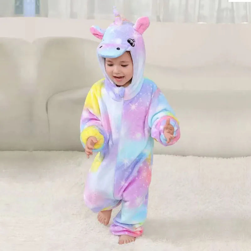 Kids Animal Onesie Kigurumi Baby Pijamas Cartoon Cosplay Costume Halloween Christmas Homewear Full Body Clothing for Infants