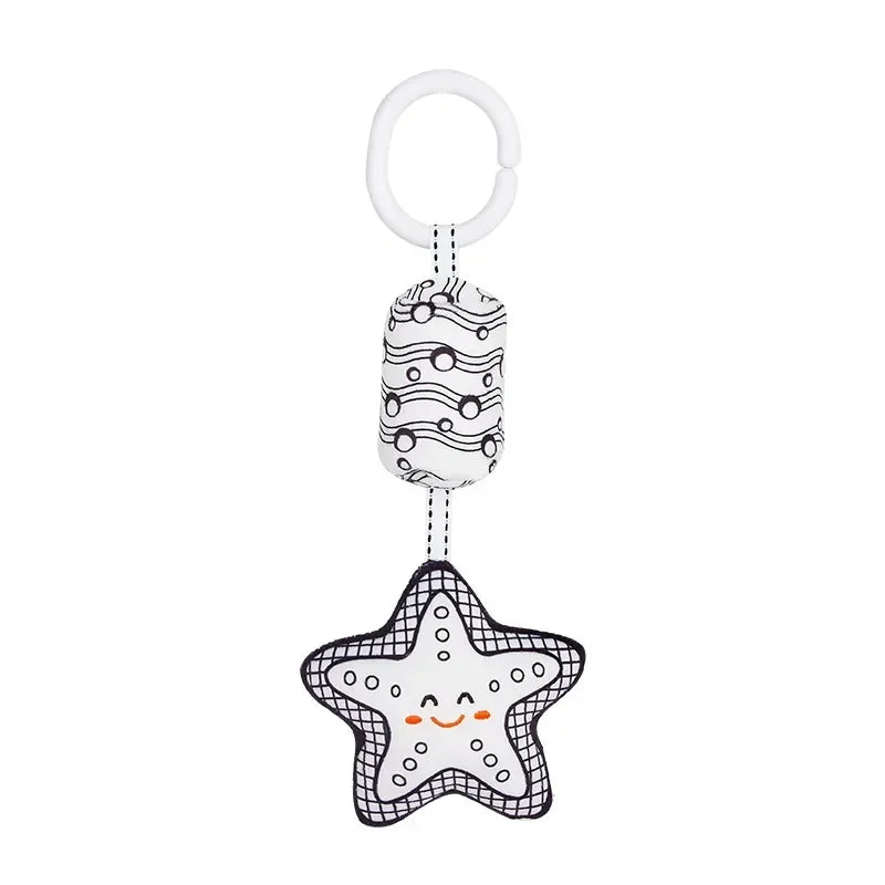 Hochet en peluche à suspendre à la poussette ou au lit, hochet pour bébé, noir et blanc, jouet d'éveil visuel pour enfants.