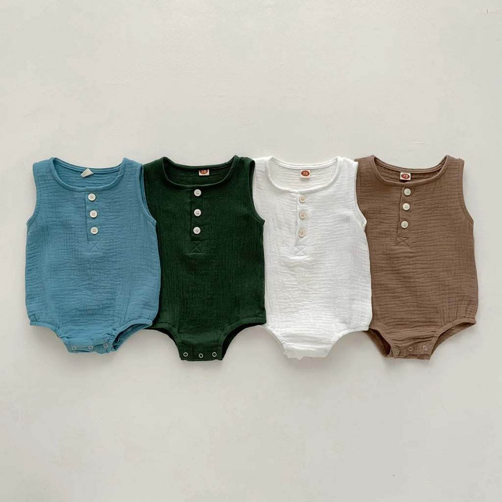 Baby Infant Newborn Girls&boys Comfort Button Sleeveless Romper Jumpsuit Bodysuit Summer Clothes