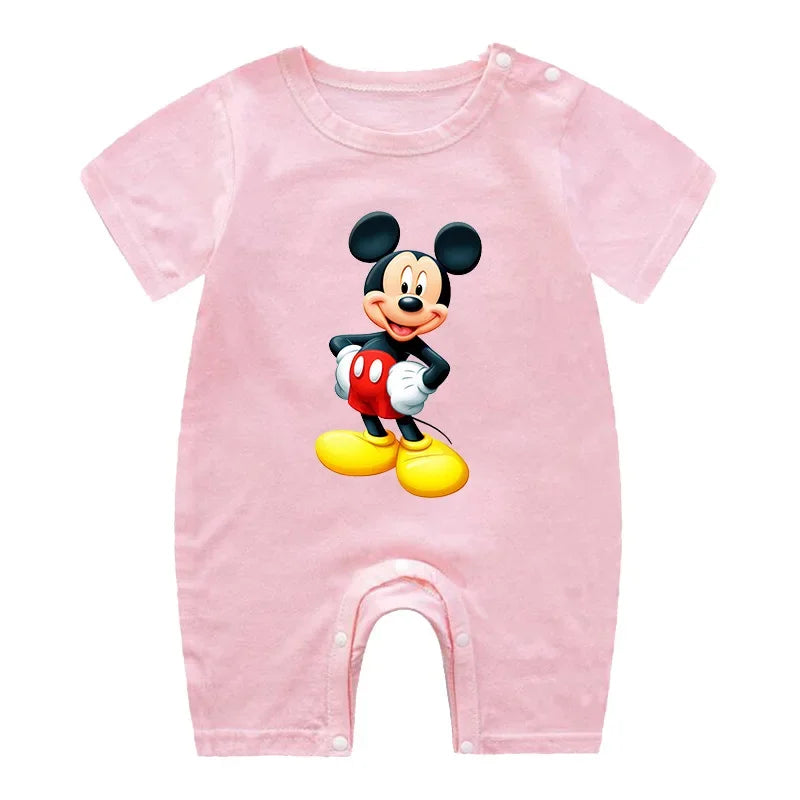 Summer Newborn Baby Romper Cartoon Mickey Minnie Mouse Print Boy Girl Jumpsuit Roupas Bebe Infant Clothes Toddler Pajamas Outfit