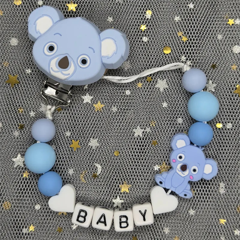 Attaches-tétines personnalisées gratuites avec prénom, jouets de dentition, attaches-tétines, chaînes, accessoires pour bébé, cadeau de naissance.