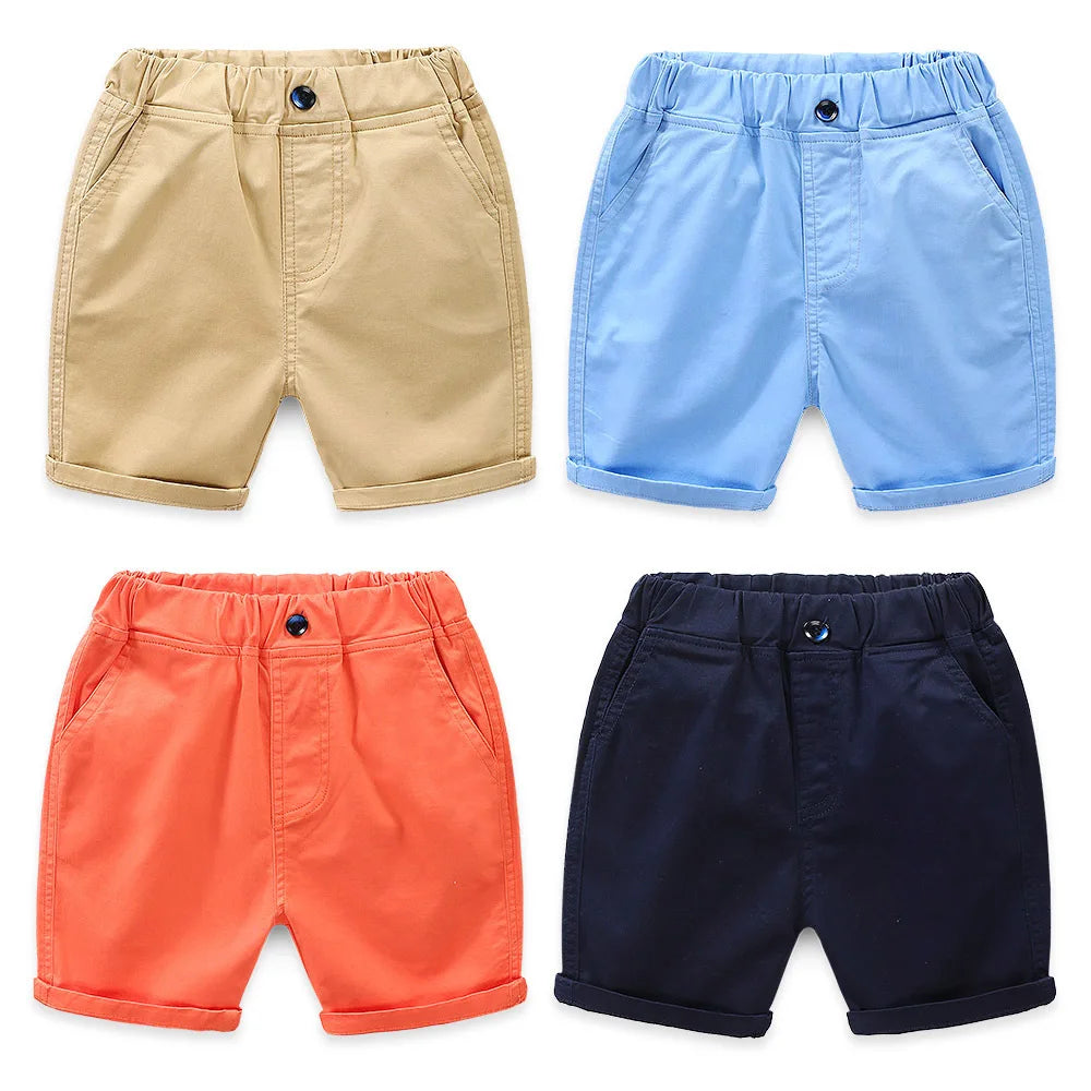 DE PEACH Nouveaux shorts décontractés d'été pour garçons et filles, couleur unie, en coton, pour la plage. Vêtements pour enfants de 2 à 8 ans.
