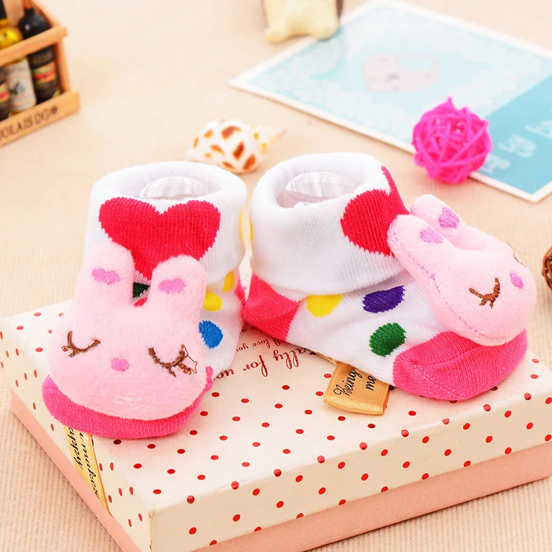 Chaussettes pour bébé, chaussons jouets, accessoires pour nouveau-nés, en caoutchouc antidérapant, motif animal, vêtements pour bébés et enfants.
