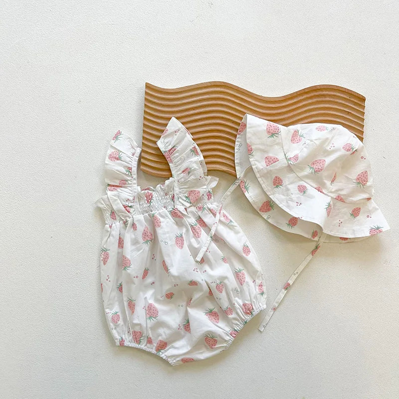 MILANCEL Vêtements d'été pour nouveau-nés, bodys pour petites filles, bodys fleuris, body bébé avec chapeau.