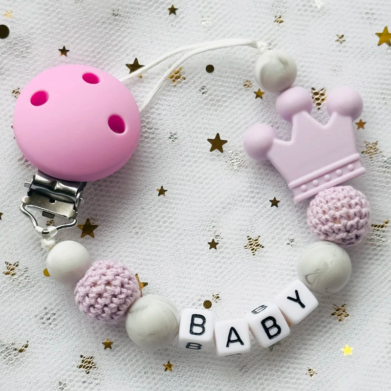 Attaches-tétines personnalisées gratuites avec prénom, jouets de dentition, attaches-tétines, chaînes, accessoires pour bébé, cadeau de naissance.