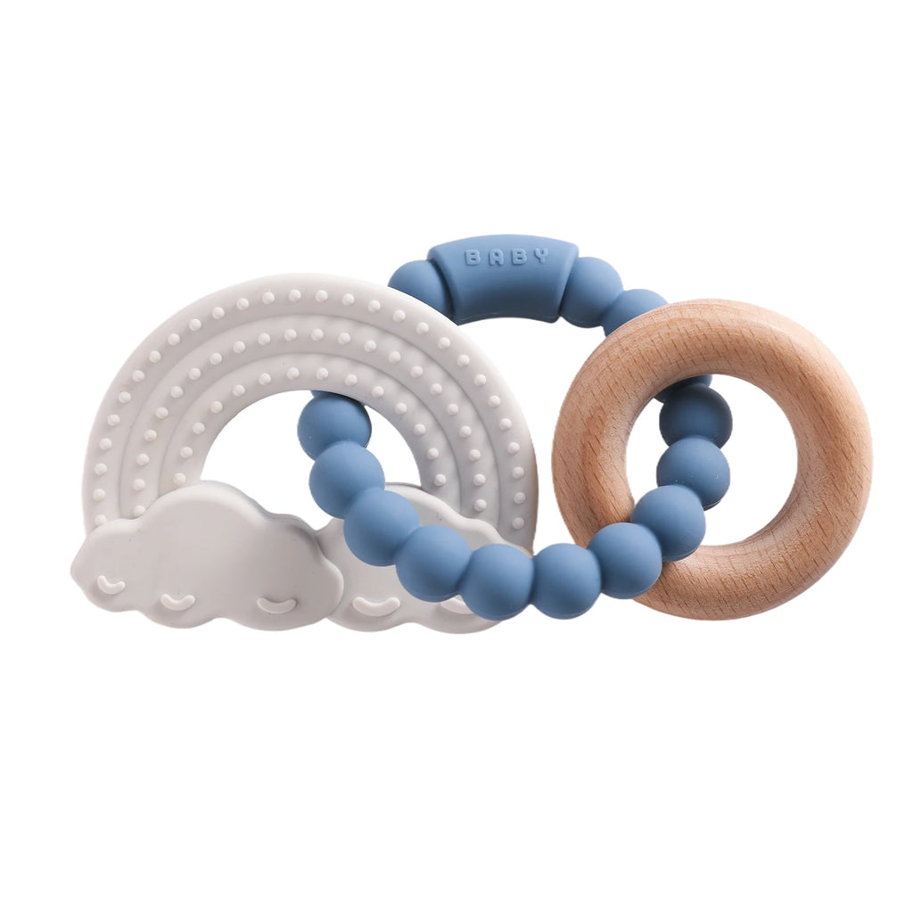 Anneau de dentition en silicone alimentaire (1 pièce), jouet pour bébé de 0 à 12 mois, anneau de dentition sensoriel pour tout-petits, bracelet de dentition planète en silicone. Accessoires inclus.