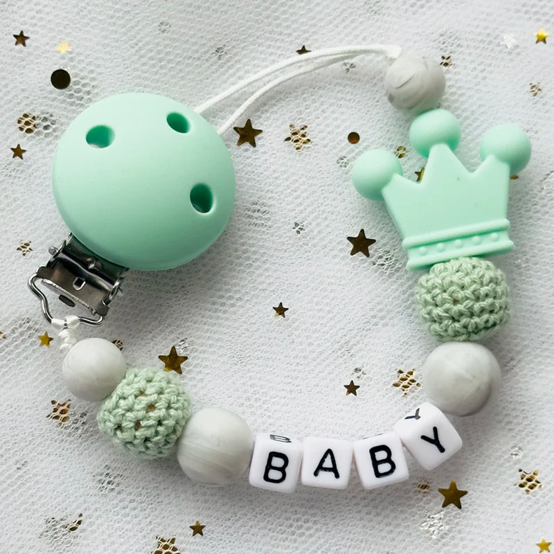 Attaches-tétines personnalisées gratuites avec prénom, jouets de dentition, attaches-tétines, chaînes, accessoires pour bébé, cadeau de naissance.