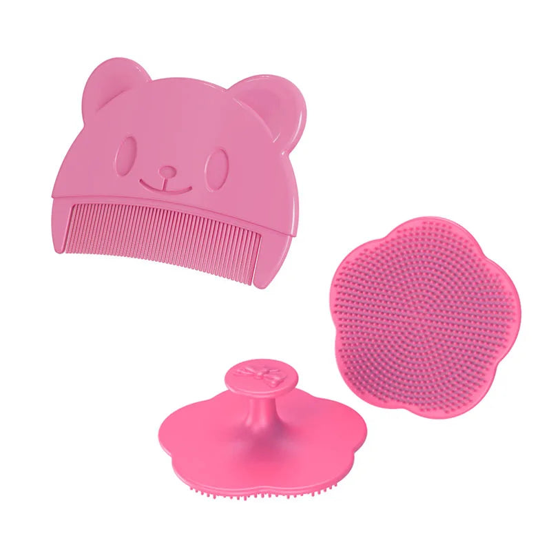 Lot de 2 accessoires de soins pour bébé : peigne de tête fœtal, peigne doux pour le bain et le nettoyage des nouveau-nés, masseur de tête pour bébé.