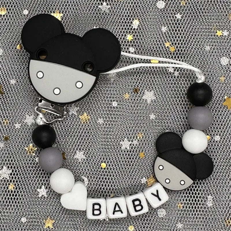 Attaches-tétines personnalisées gratuites avec prénom, jouets de dentition, attaches-tétines, chaînes, accessoires pour bébé, cadeau de naissance.