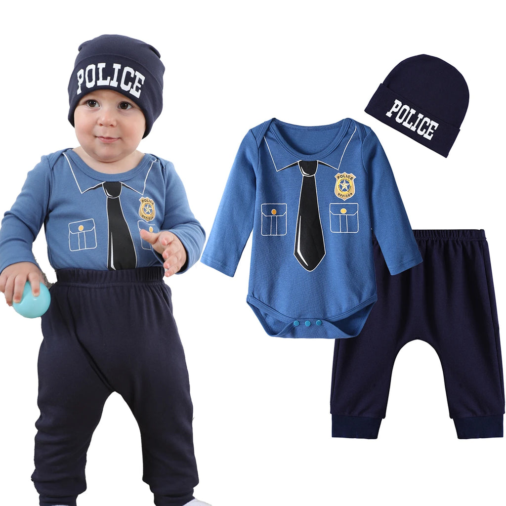 Déguisement pour bébé garçon, tenue de pompier, policier, médecin, pilote, cosplay, Halloween, carnaval et bien plus encore.
