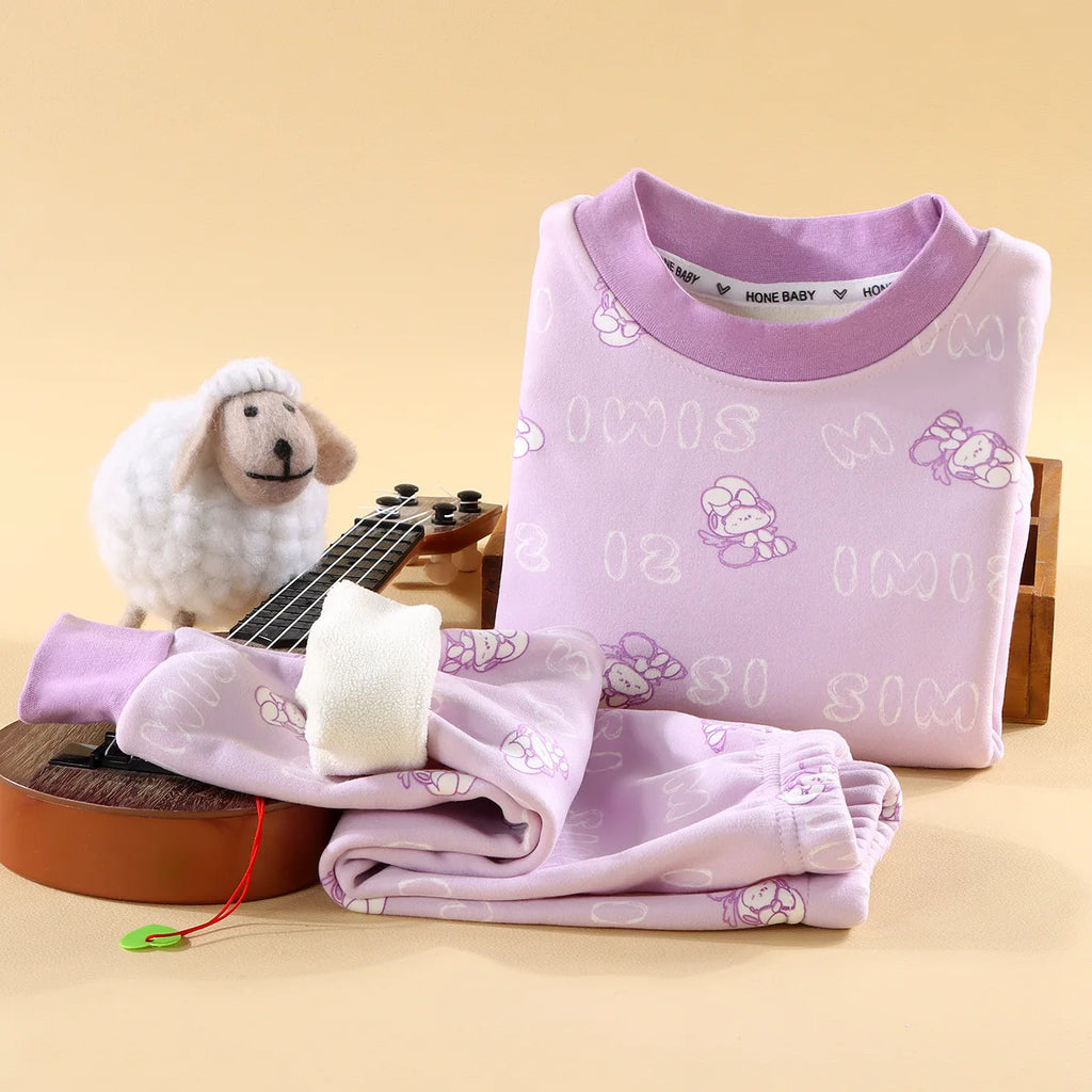 Kids Autumn Winter Thicken Warm Pajamas Toddler Baby Cute Cartoon Long Sleeve Pyjamas Boys Girls Casual Sleepwear Clothing Sets