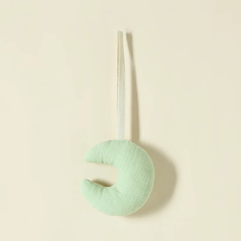 100% Cotton Gauze Baby Stroller Rattle Pendant-Star&Moon Wind Chime Bed Bell,Soft Skin-Friendly,Soothing Sleep Toy for Stroller