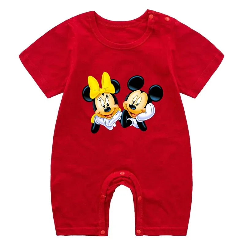 Summer Newborn Baby Romper Cartoon Mickey Minnie Mouse Print Boy Girl Jumpsuit Roupas Bebe Infant Clothes Toddler Pajamas Outfit