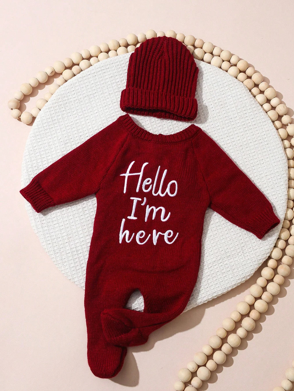 Ylsteed "Hello" Embroidery Newborn Photography Props Infant Romper Jumpsuit With Bow Hat Baby Coming Home Outfit Baby Photo-HD