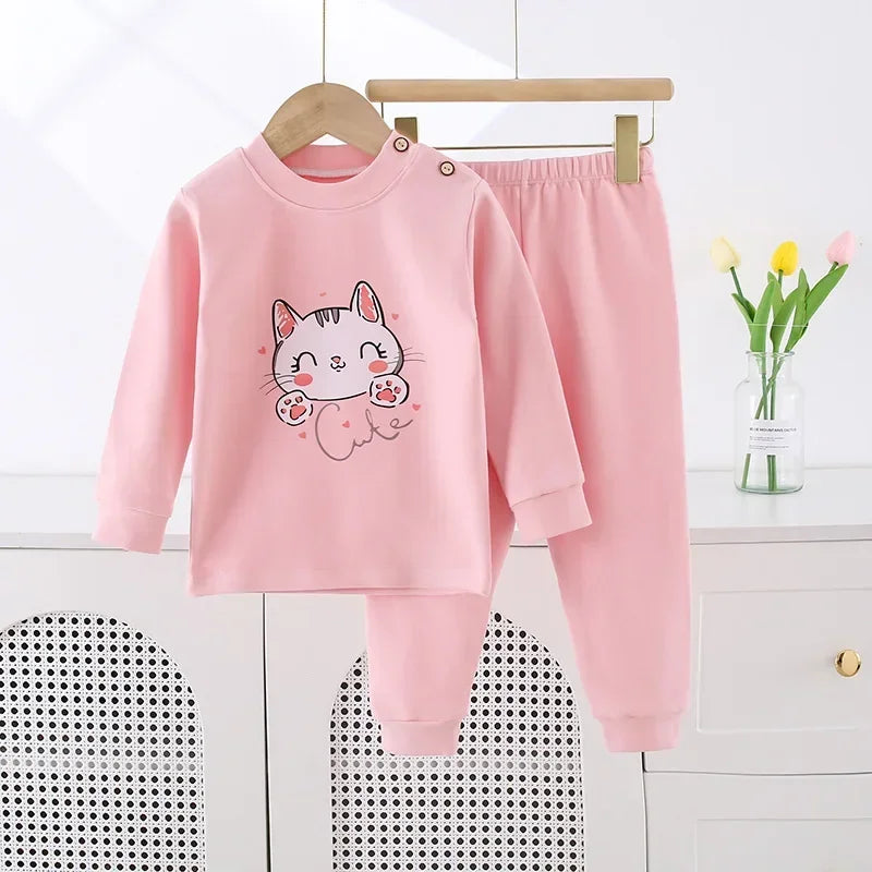 New 2024 Kids Boys Girls Pure Cotton Pajamas Cute Cartoon Panda Long Sleeve Pyjamas Toddler Baby Autumn Sleepwear Clothing Sets